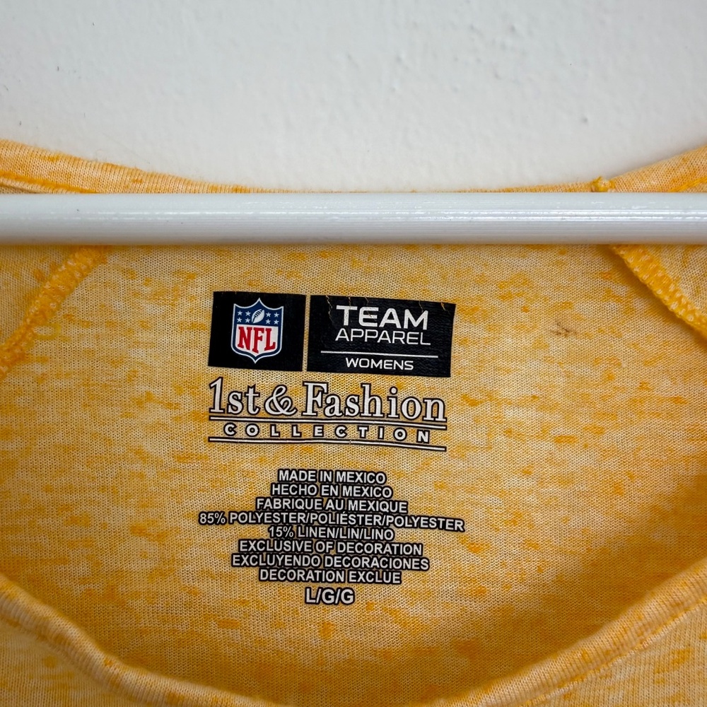 NFL Team Womens Pittsburgh Steelers Football Burnout Gold Raglan Tee Large - Picture 4 of 7